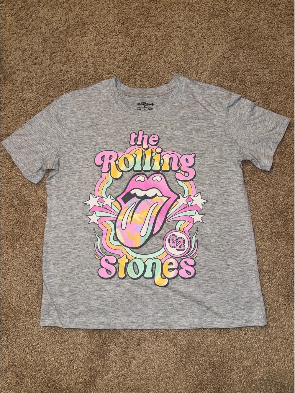 The Rolling Stones Graphic T-Shirt Medium Gray Heather Cotton Blend